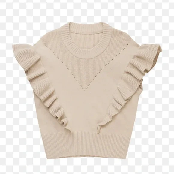 Munthe Eivan Knit Sleeveless Pullover with Ruffle Detail Large - Picture 8 of 12